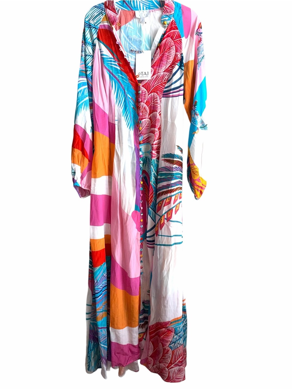 NWT TAJ by Sabrina Crippa Dress Size Medium Maxi Colorful Long Resort